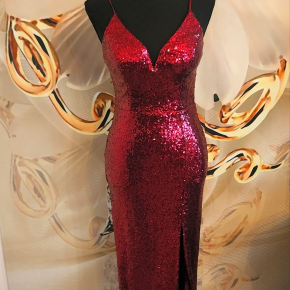Burgundy Sequin Dress - Picture 1 of 4